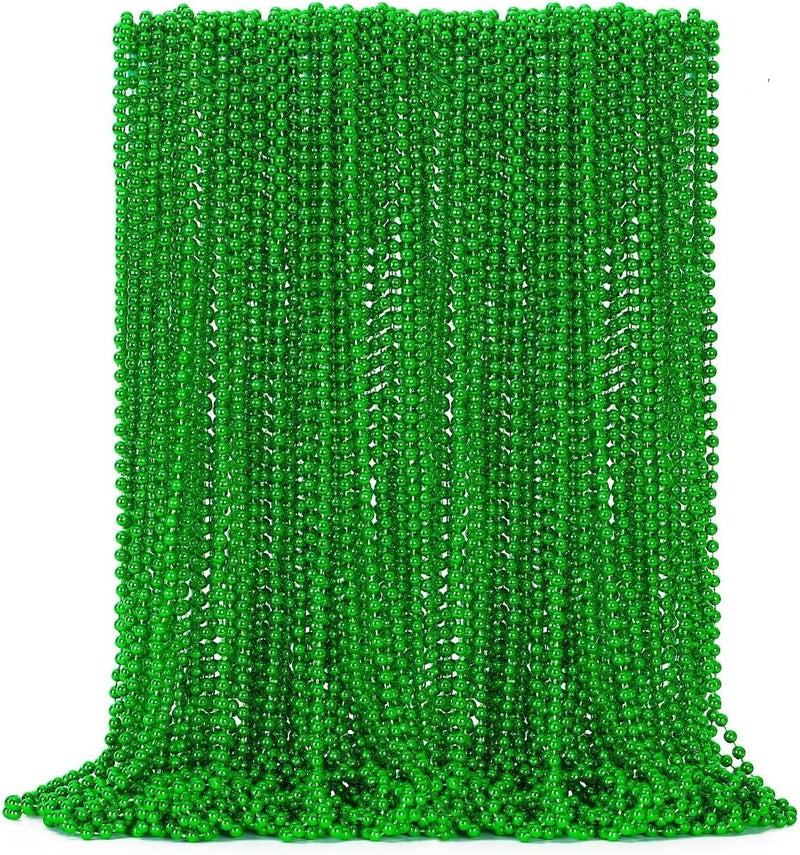 EOBOH 50PCS St Patricks Day Necklace, St. Patrick's Day Green Bead Necklace Accessories, Metallic Irish Saint Patrick Mardi Gras Necklaces Bulk, Parade Throw Accessories for Mardi Gras St. Patricks Party - Image 1